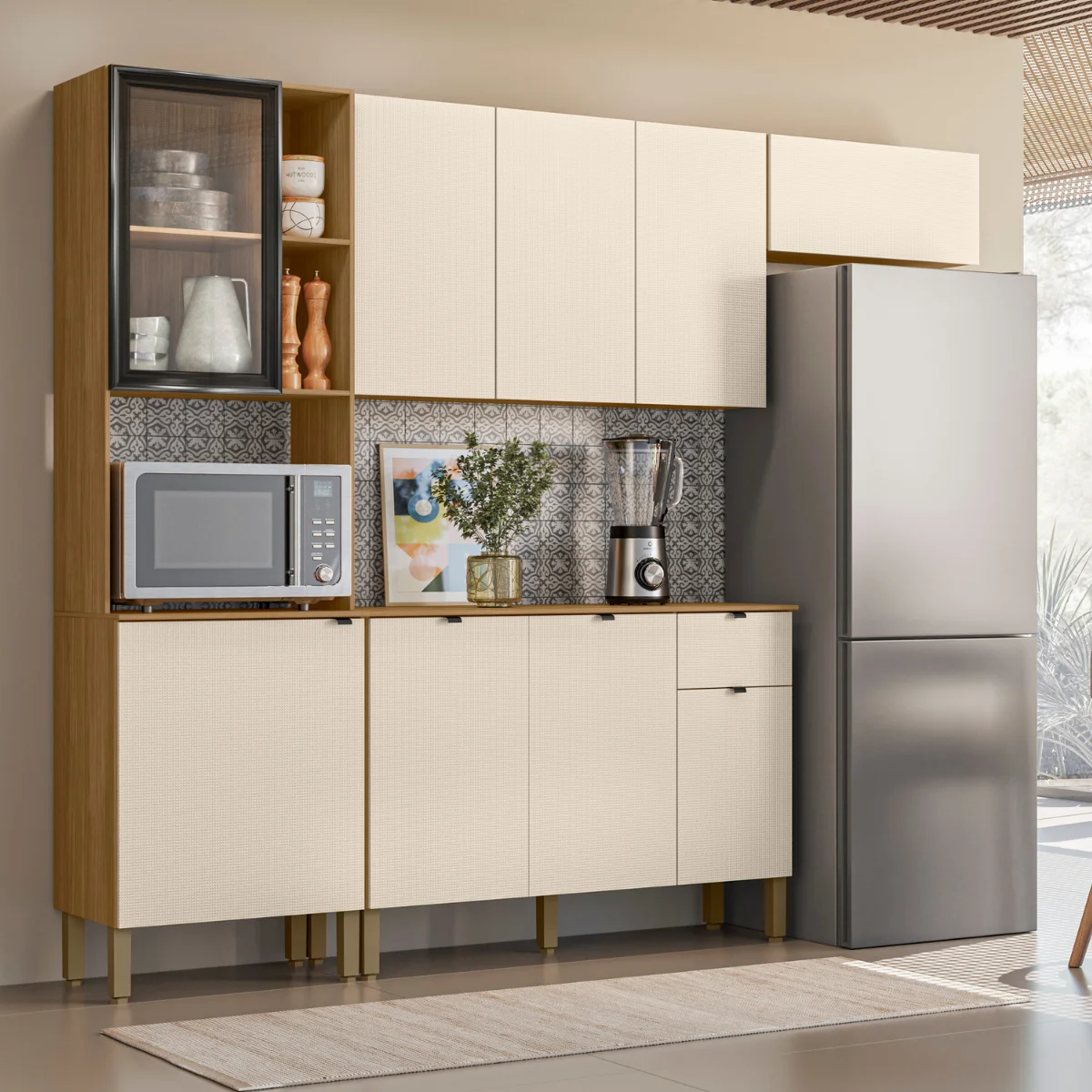 Kit Cozinha Compacta Vertical Plus Balcão 9 Portas 1 Gaveta 2 Peças  3039 - Kits Paraná